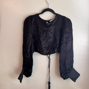 NWT black crop top with long sleeve size M